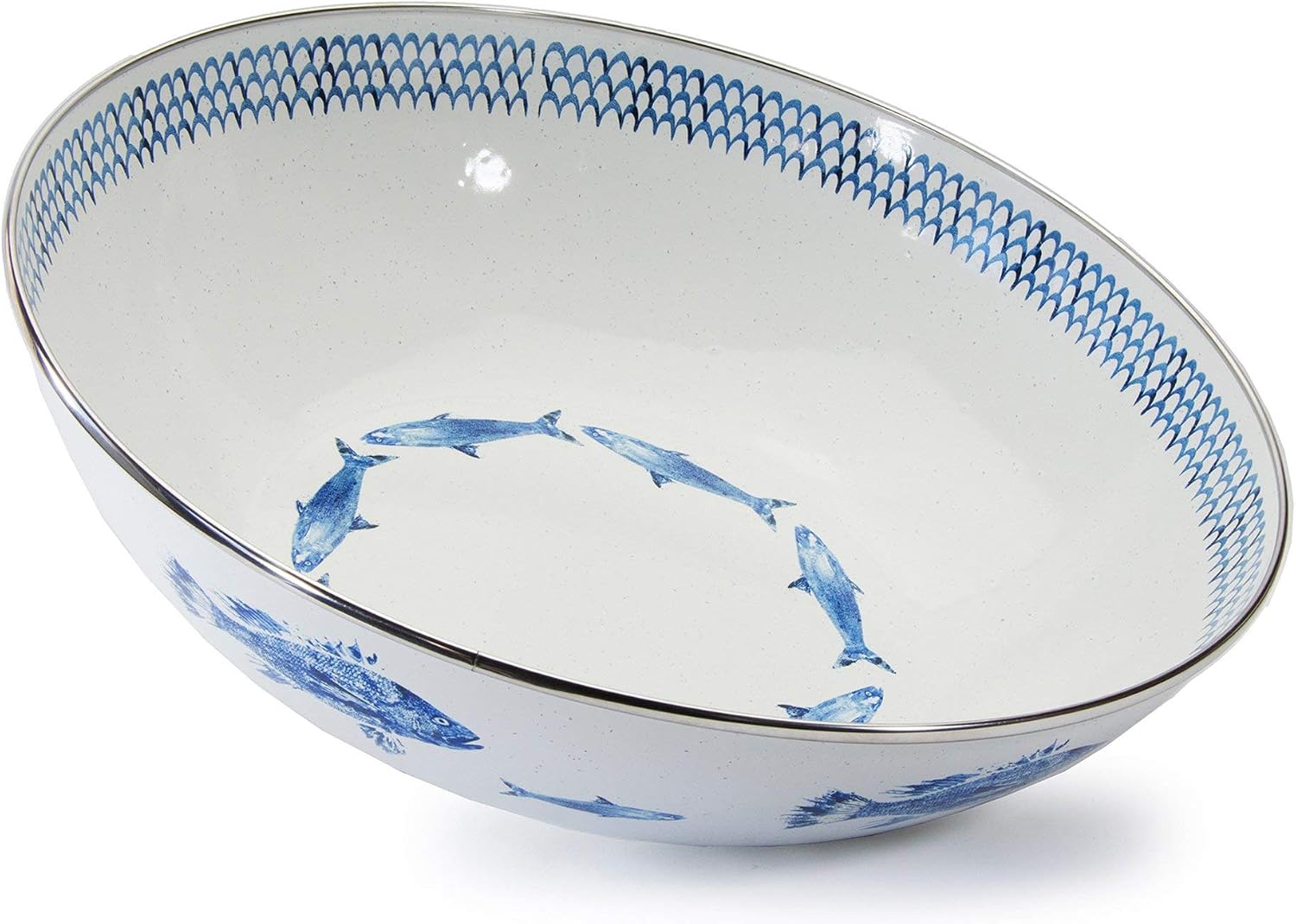 Golden Rabbit Enamelware Catering Bowl, 5 quart, Fish Camp