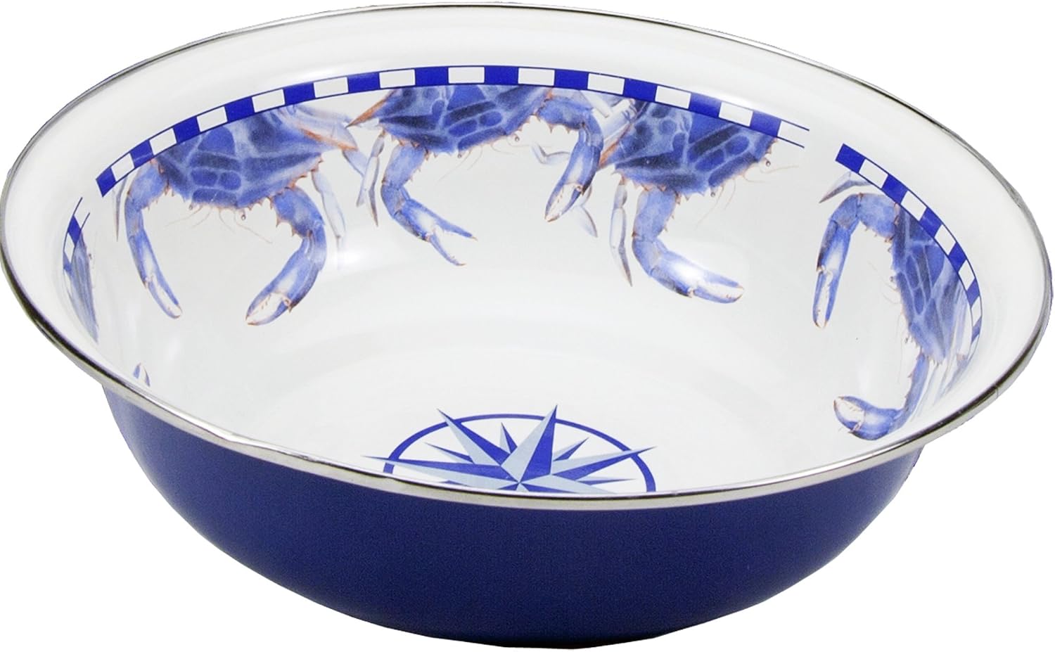 Golden Rabbit Enamelware Serving Basin, 4 quart, Blue Crab