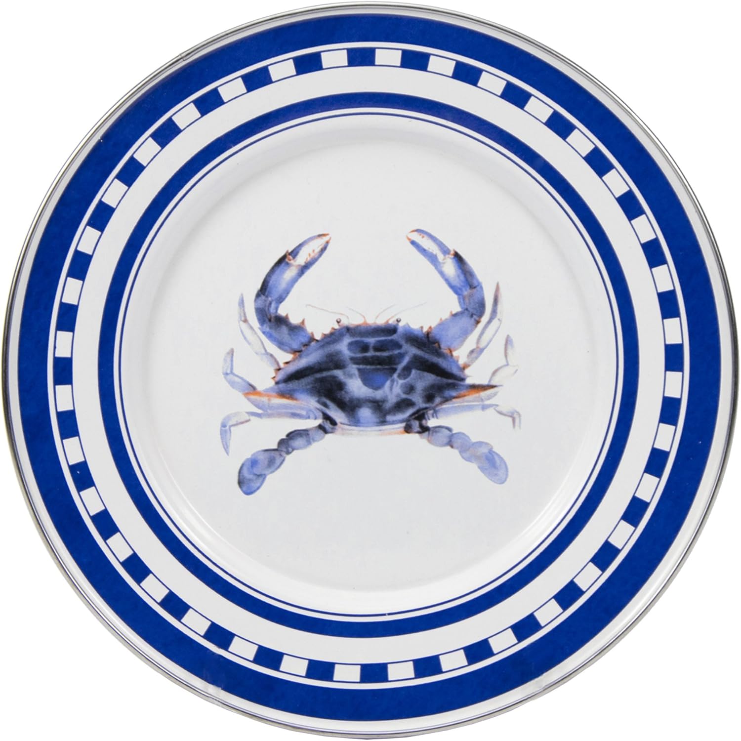 Golden Rabbit Enamelware Sandwich Plates, 8.5 inch, Blue Crab, Set of 4