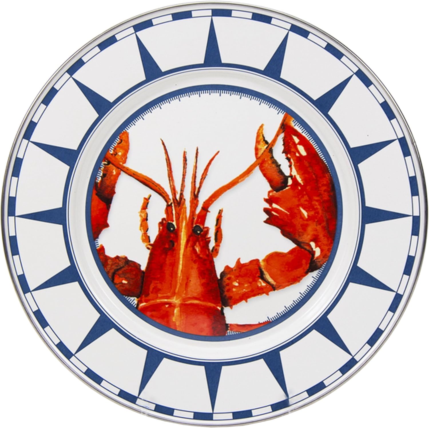 Golden Rabbit Enamelware Dinner Plates, 10.5 inch, Lobster, Set of 4