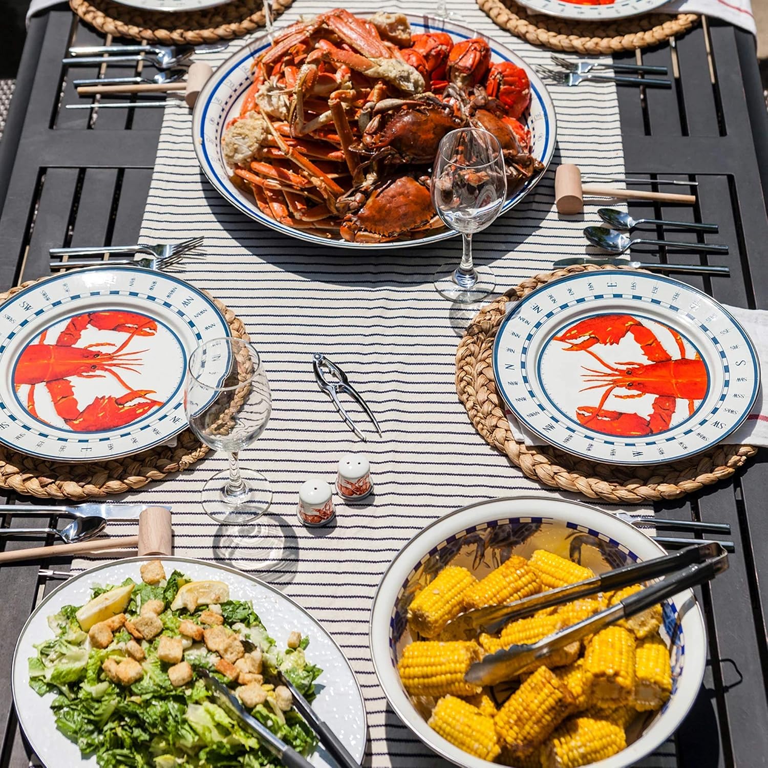 Golden Rabbit Enamelware Dinner Plates, 10.5 inch, Lobster, Set of 4
