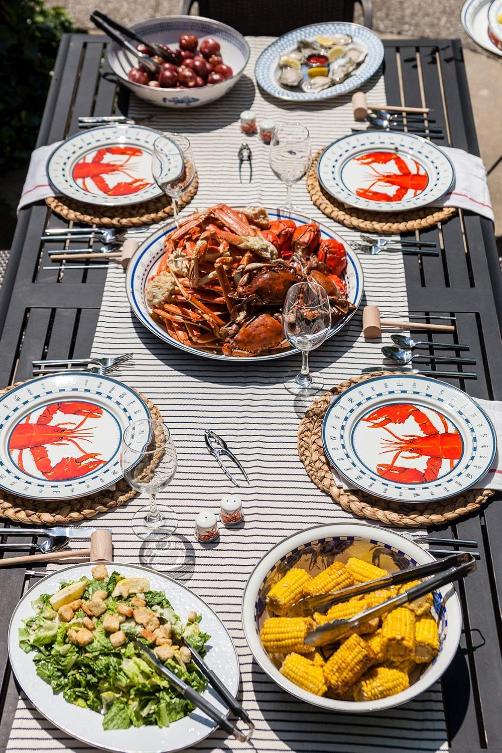 Golden Rabbit Enamelware Salad Bowls, 24 ounce, Lobster, Set of 4