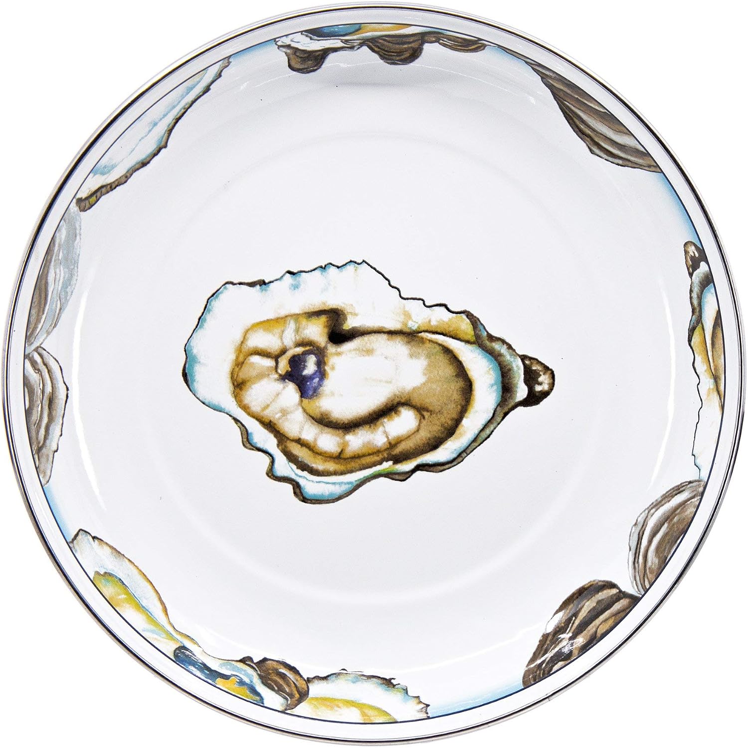 Golden Rabbit Enamelware Pasta Plates, 10 inch, Oyster, Set of 4