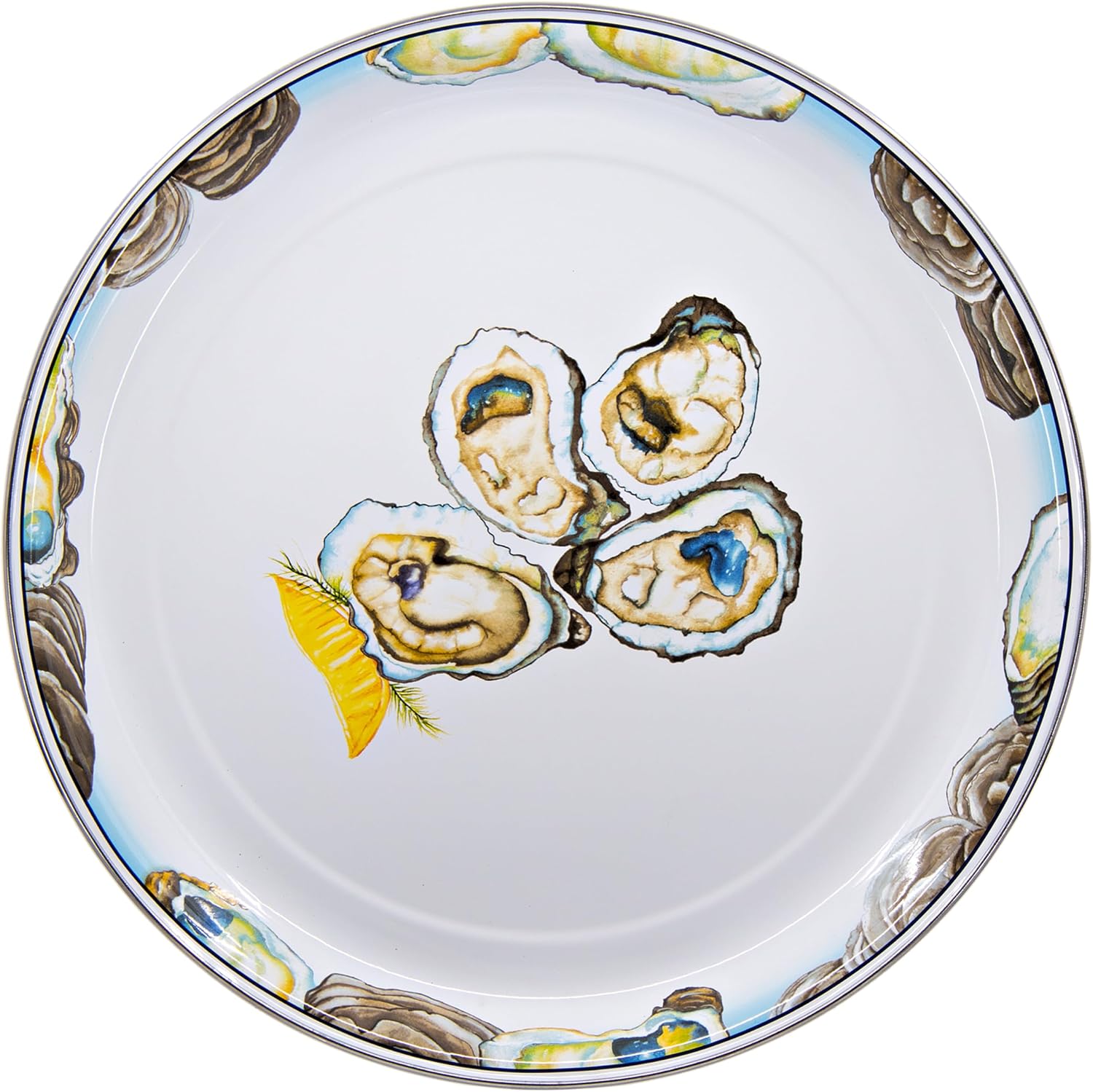 Golden Rabbit Enamelware Medium Tray, 15.5 inch, Oyster