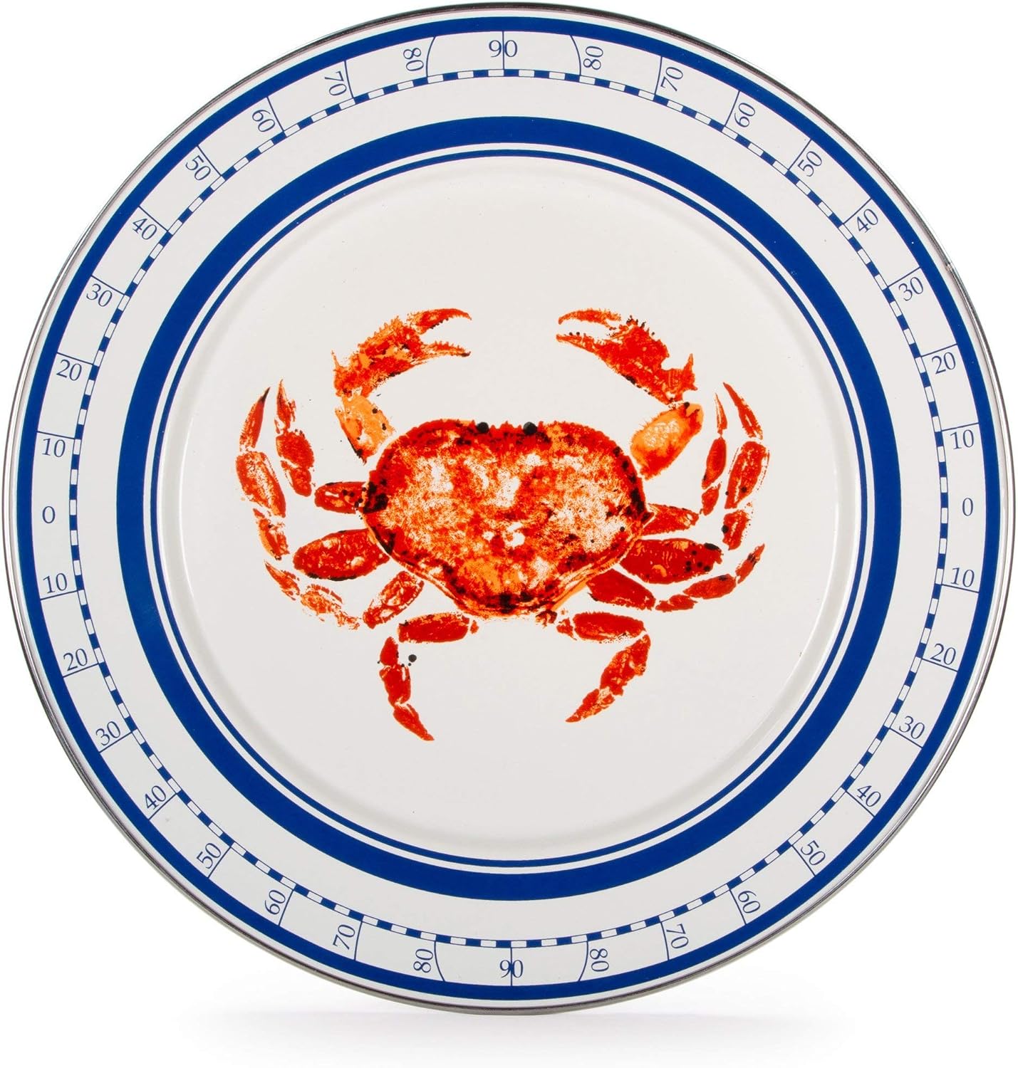 Golden Rabbit Enamelware Chargers, 12.5 inch, Crab House, Set of 2