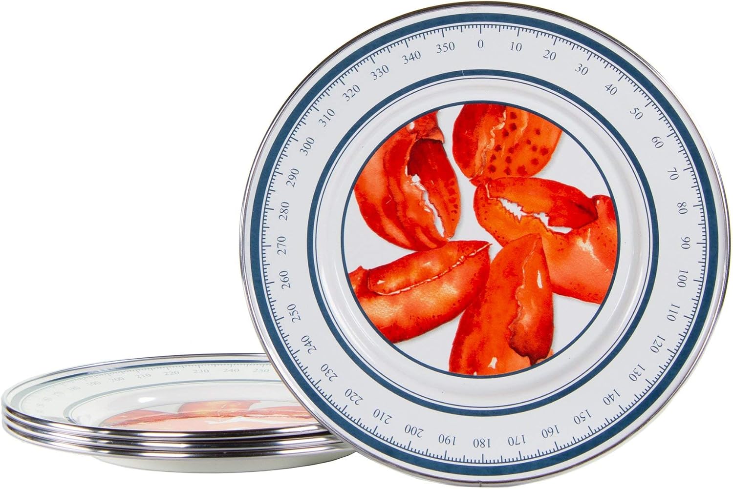 Golden Rabbit Enamelware Sandwich Plates, 8.5 inch, Lobster, Set of 4