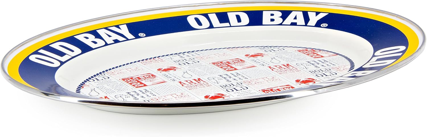 Golden Rabbit Enamelware Oval Platter, 12 x 16in, Old Bay