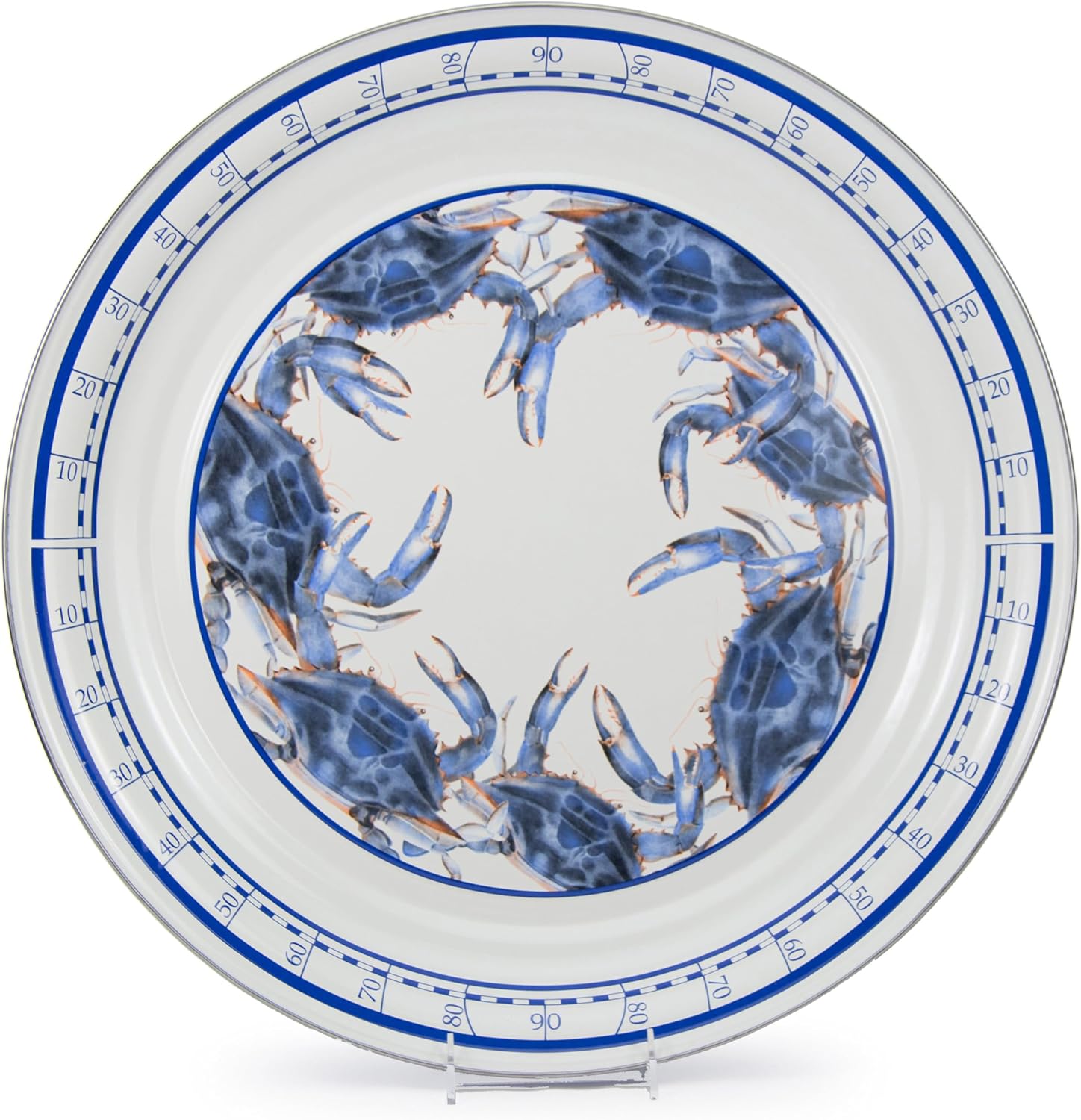 Golden Rabbit Enamelware Large Serving Tray, 20 inch, Blue Crab