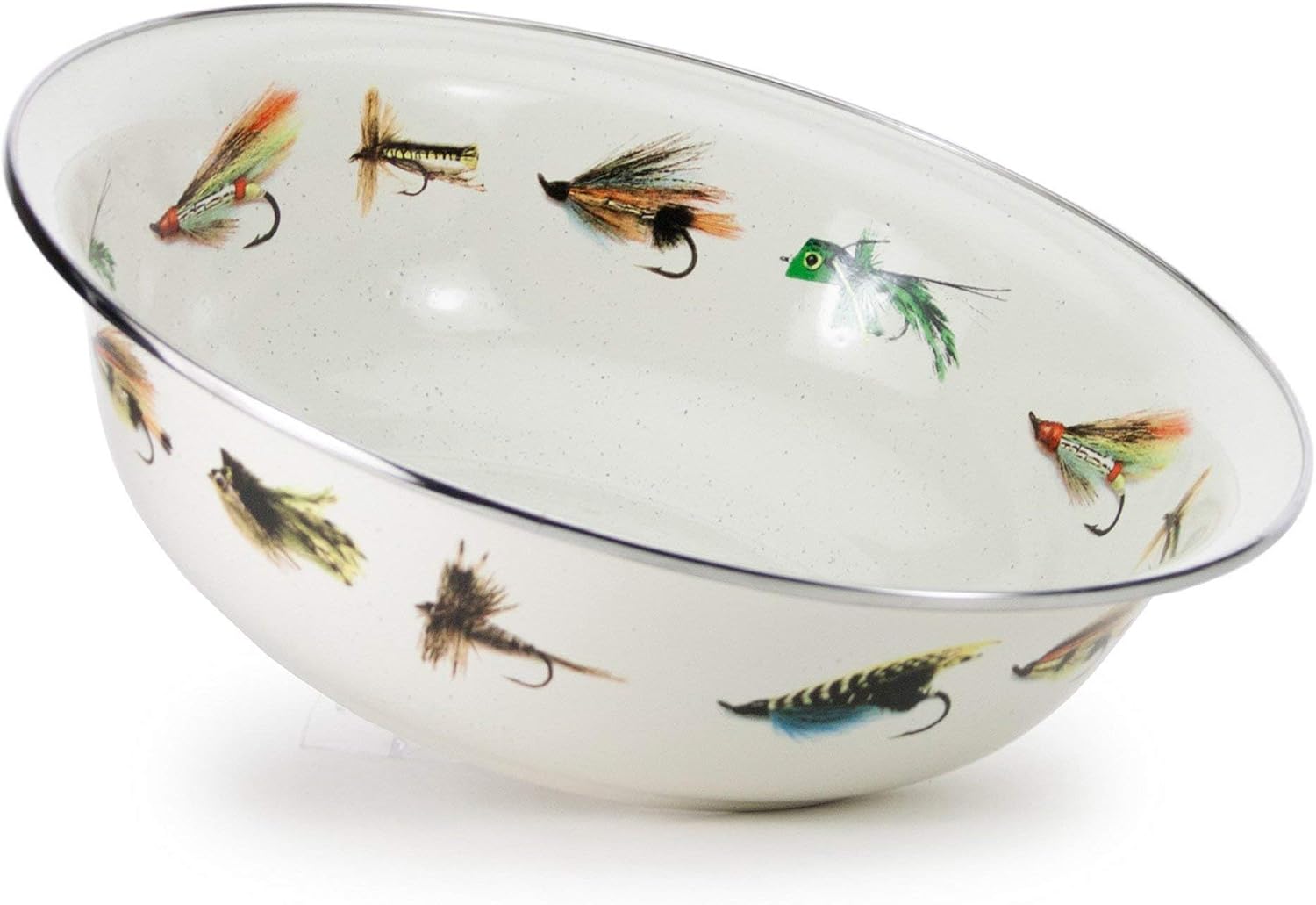 Golden Rabbit Enamelware Serving Basin, 4 quart, Fishing Fly