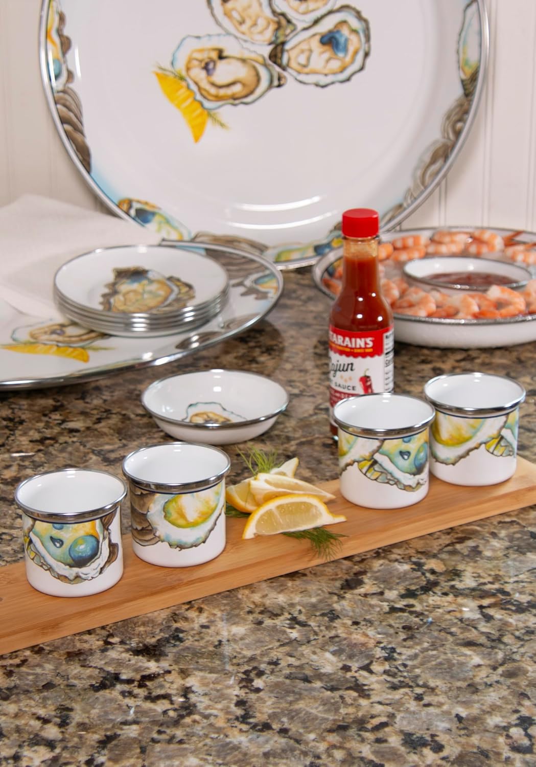 Golden Rabbit Enamelware Oval Platter, 12 x 16in, Oyster