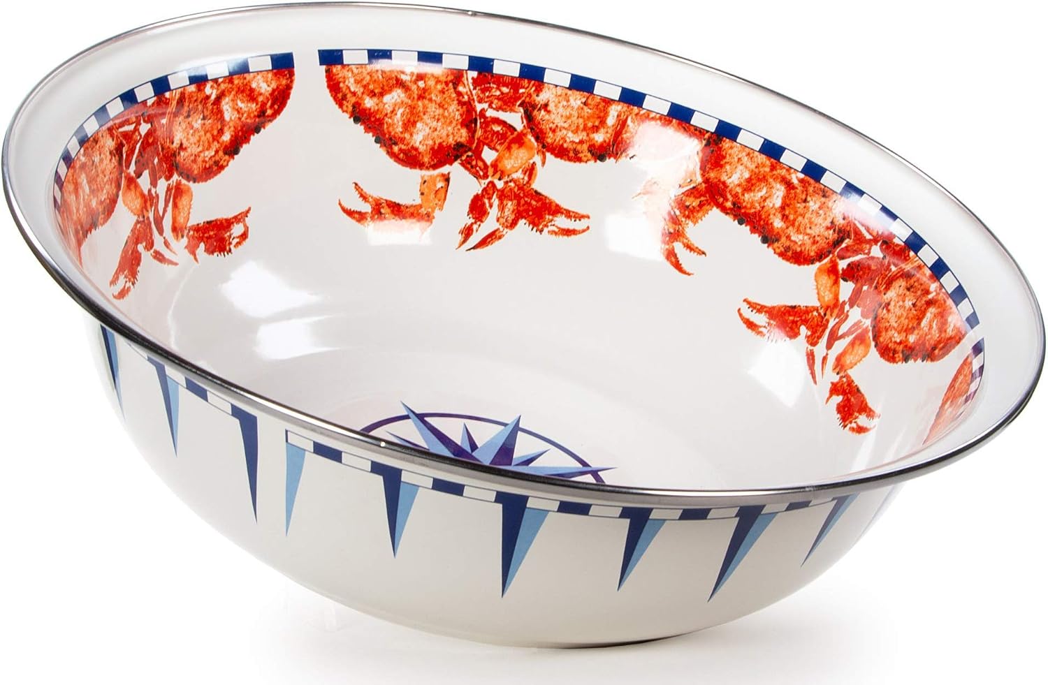 Golden Rabbit Enamelware Serving Basin, 4 quart, Crab House