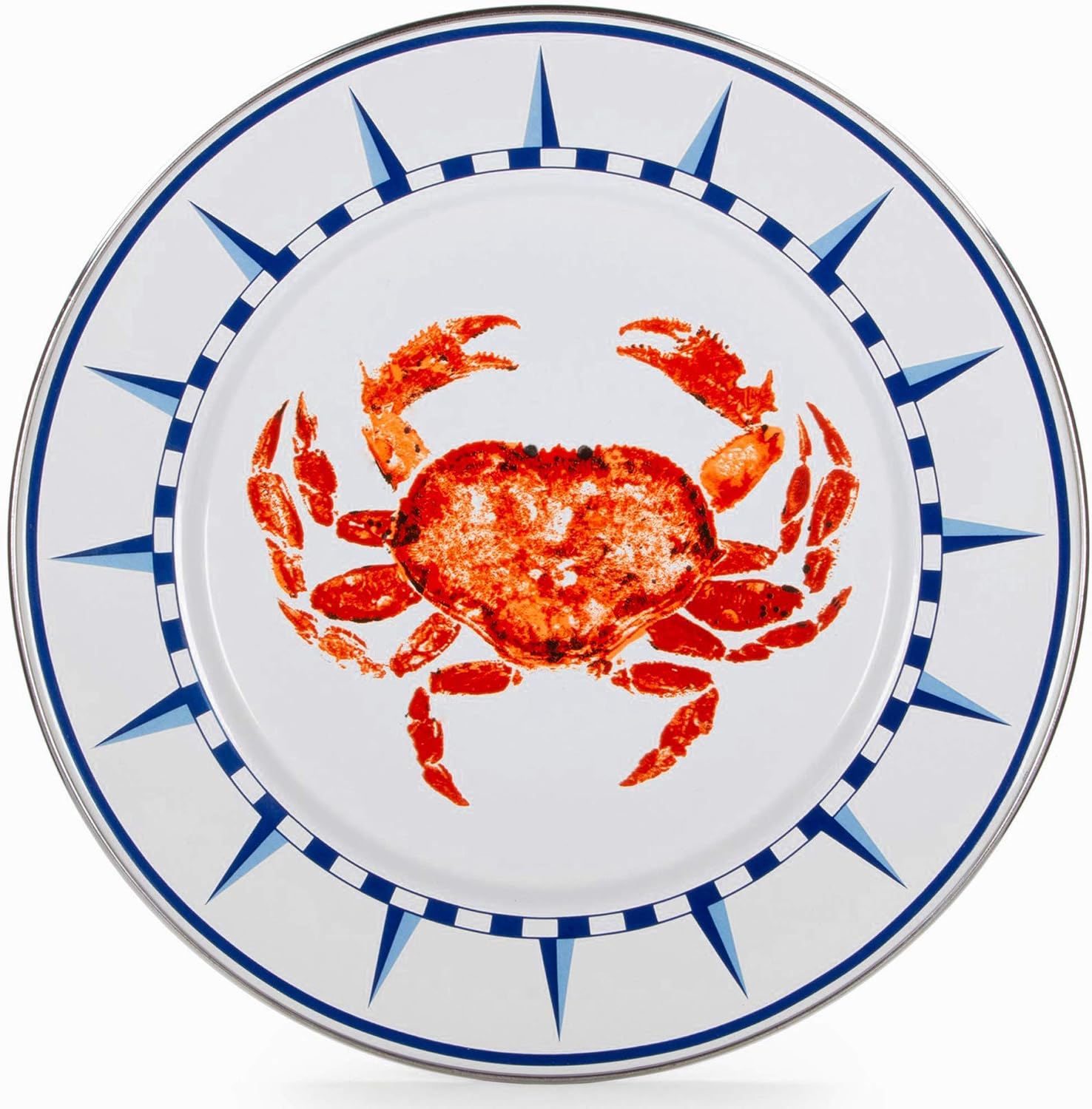 Golden Rabbit Enamelware Sandwich Plates, 8.5 inch, Crab House, Set of 4