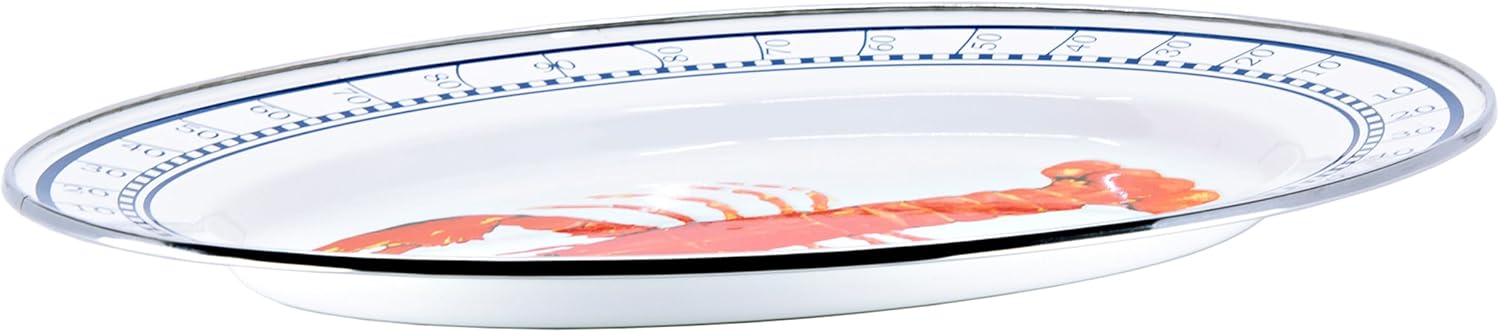 Golden Rabbit Enamelware Oval Platter, 12 x 16in, Lobster