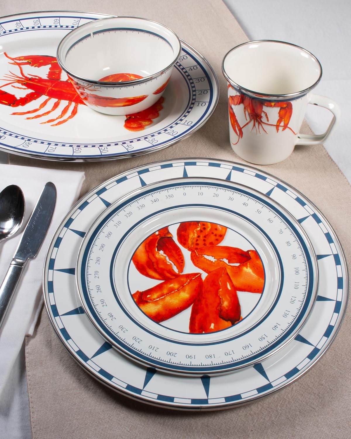 Golden Rabbit Enamelware Oval Platter, 12 x 16in, Lobster
