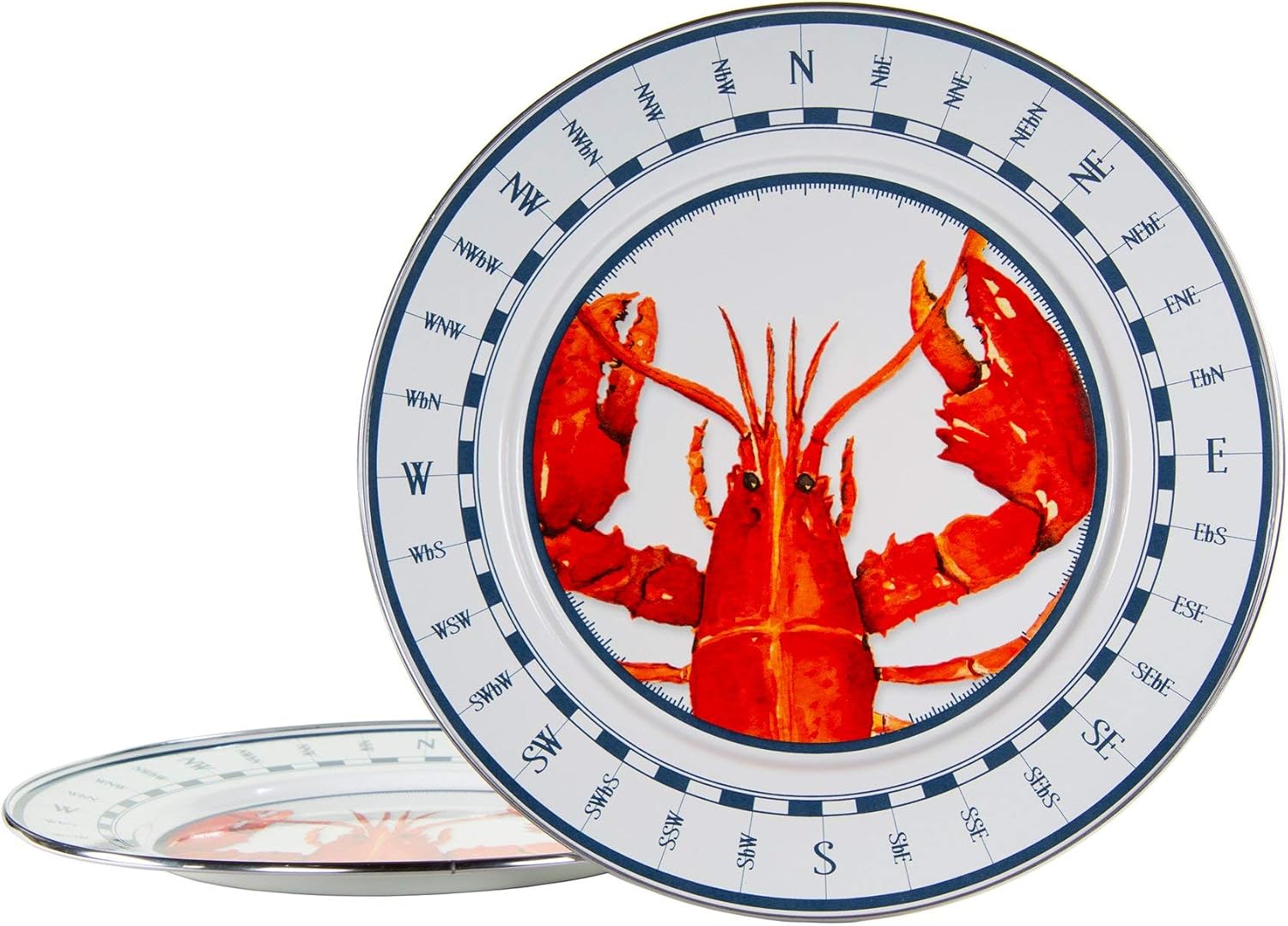 Golden Rabbit Enamelware Chargers, 12.5 inch, Lobster, Set of 2