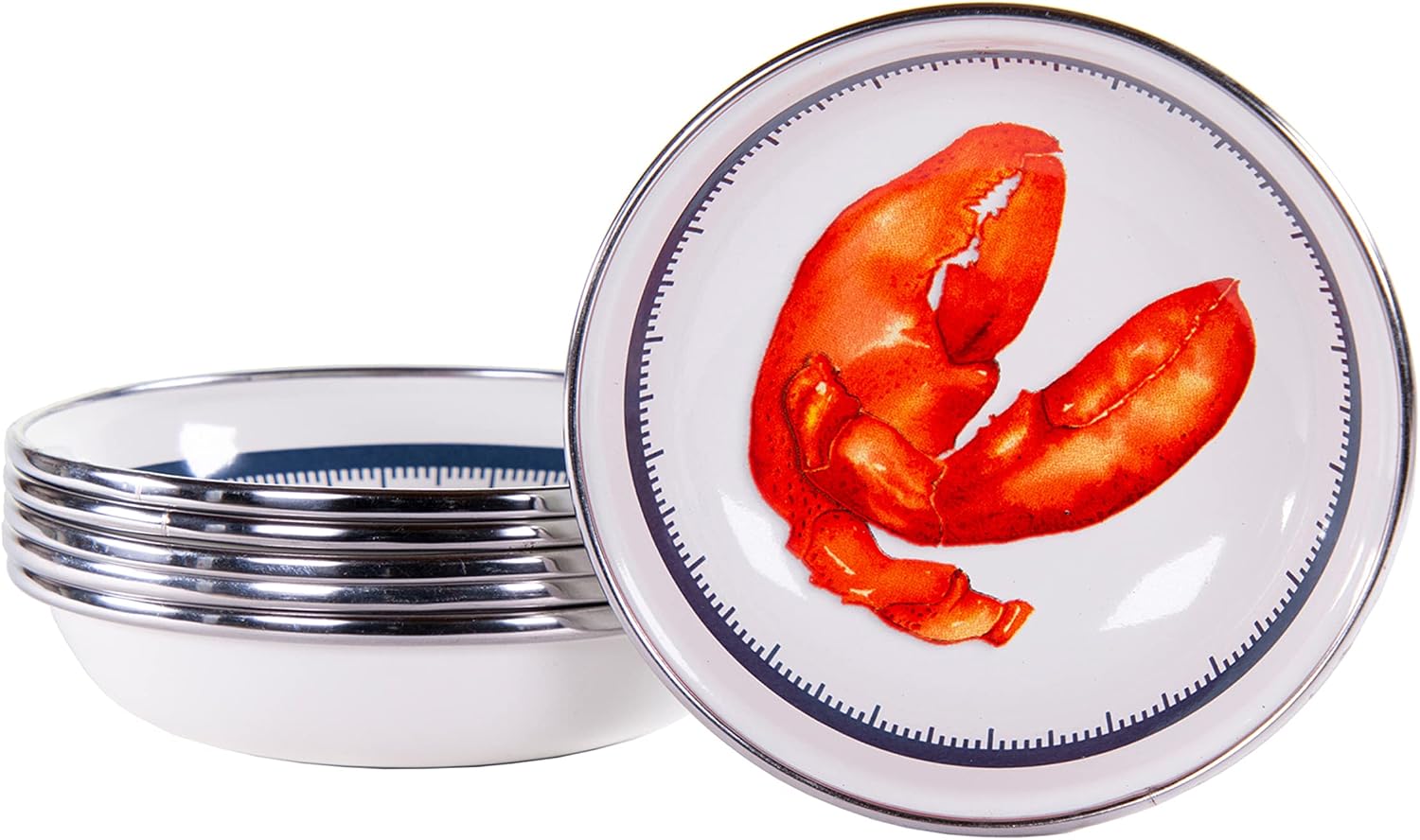 Golden Rabbit Enamelware Tasting Dish Bowls, 4 ounce, Lobster, Set of 6