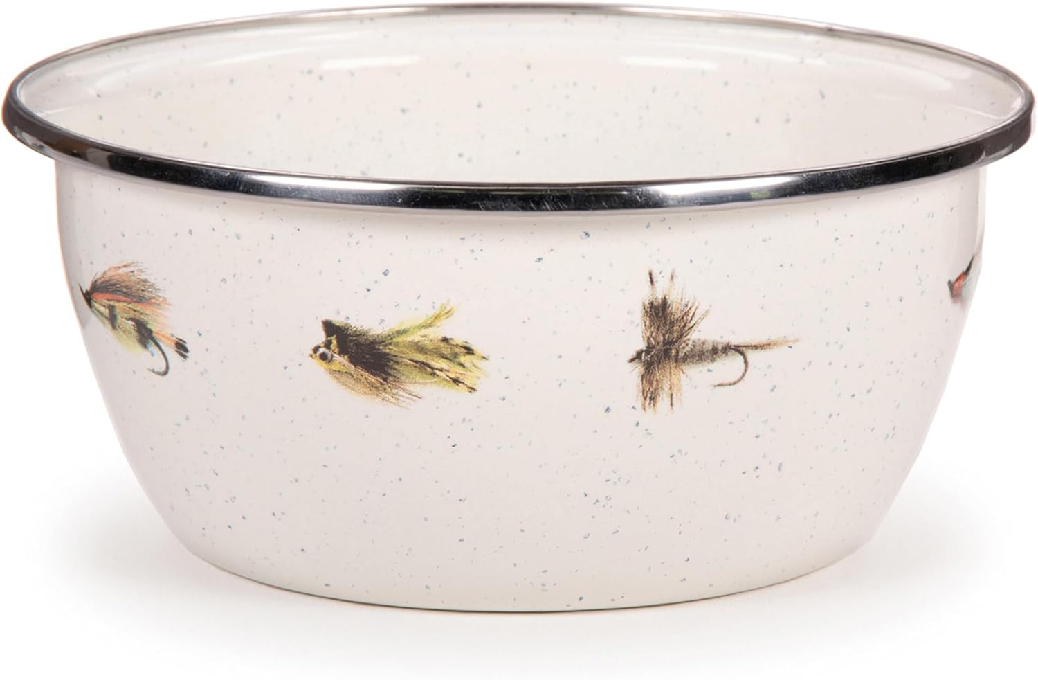 Golden Rabbit Enamelware Salad Bowls, 24 ounce, Fishing Fly, Set of 4