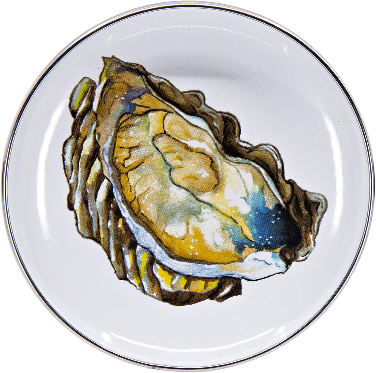 Golden Rabbit Enamelware Appetizer Plates, 6 inch, Oyster, Set of 4