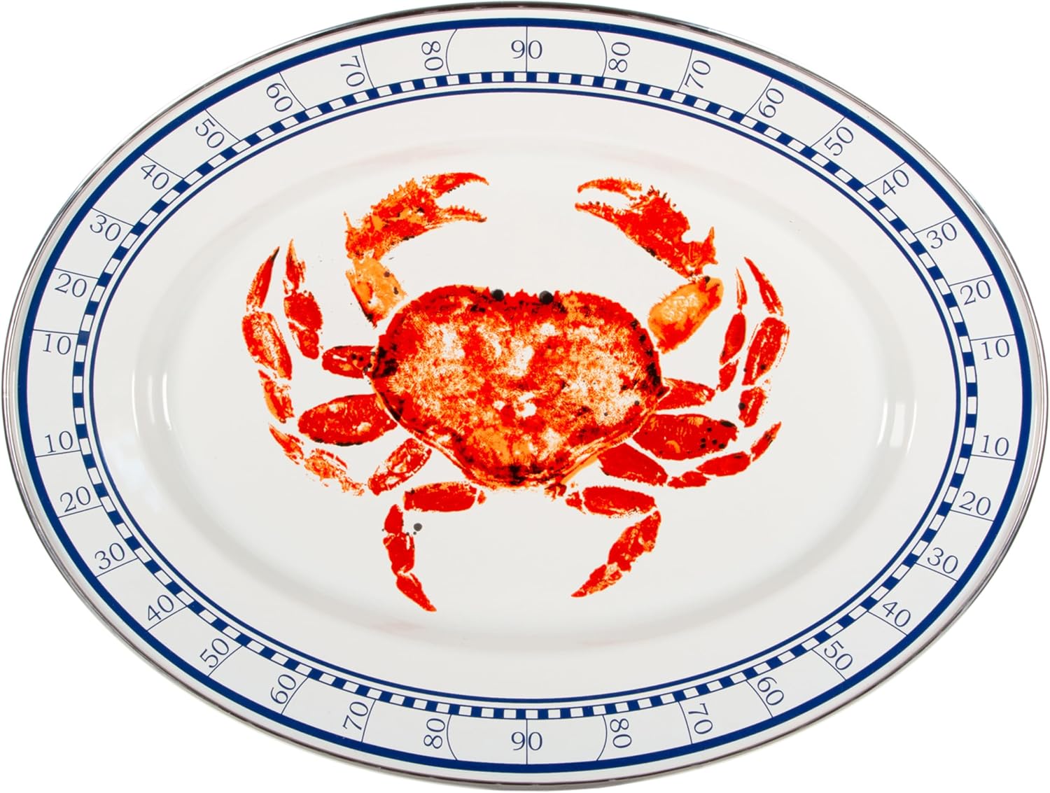Golden Rabbit Enamelware Oval Platter, 12 x 16in, Crab House