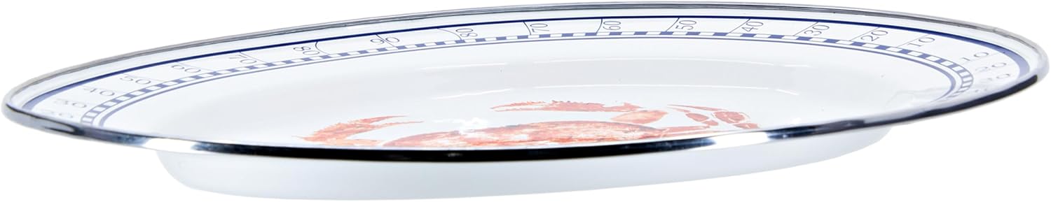 Golden Rabbit Enamelware Oval Platter, 12 x 16in, Crab House