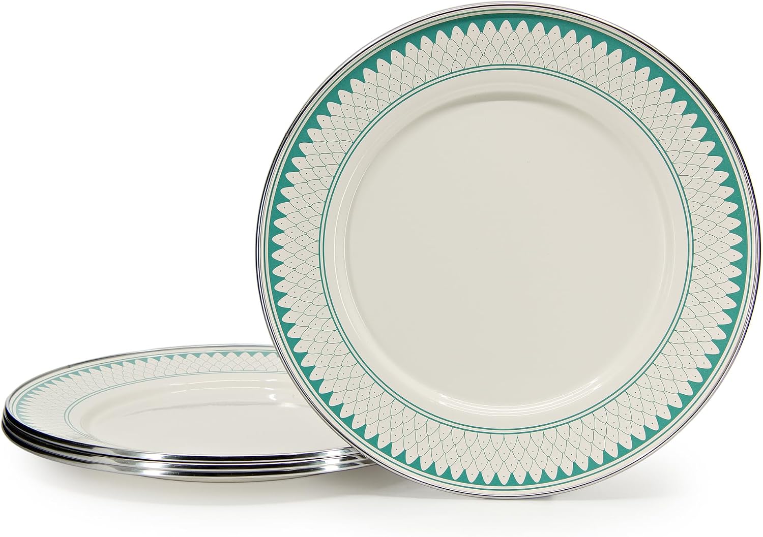 Golden Rabbit Enamelware Dinner Plates, 10.5 inch, Aegean Sevilla, Set of 4