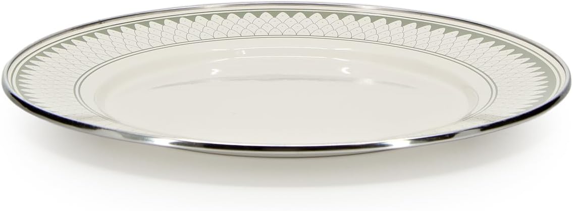 Golden Rabbit Enamelware Dinner Plates, 10.5 inch, Olive Sevilla, Set of 4