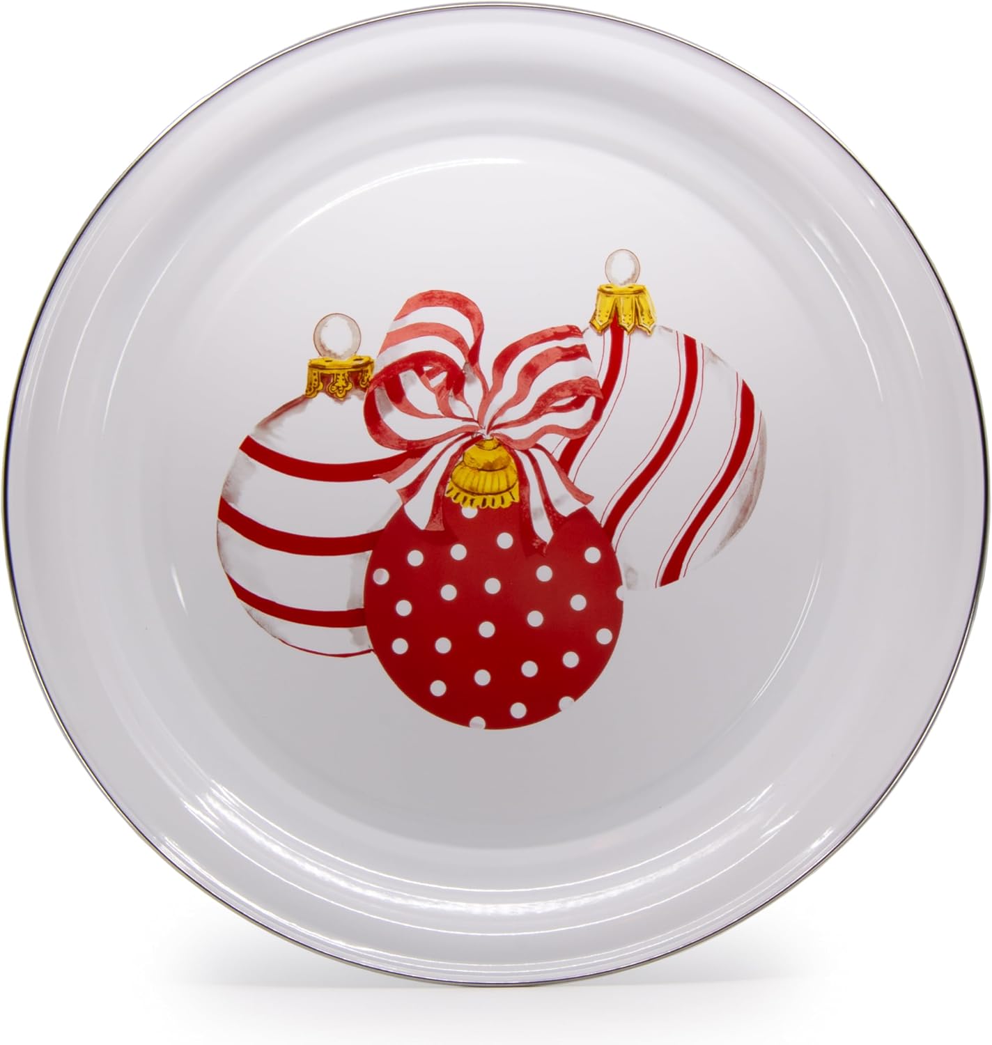 Golden Rabbit Enamelware Large Serving Tray, 20 inch, Ornament