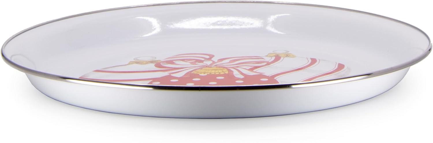 Golden Rabbit Enamelware Large Serving Tray, 20 inch, Ornament
