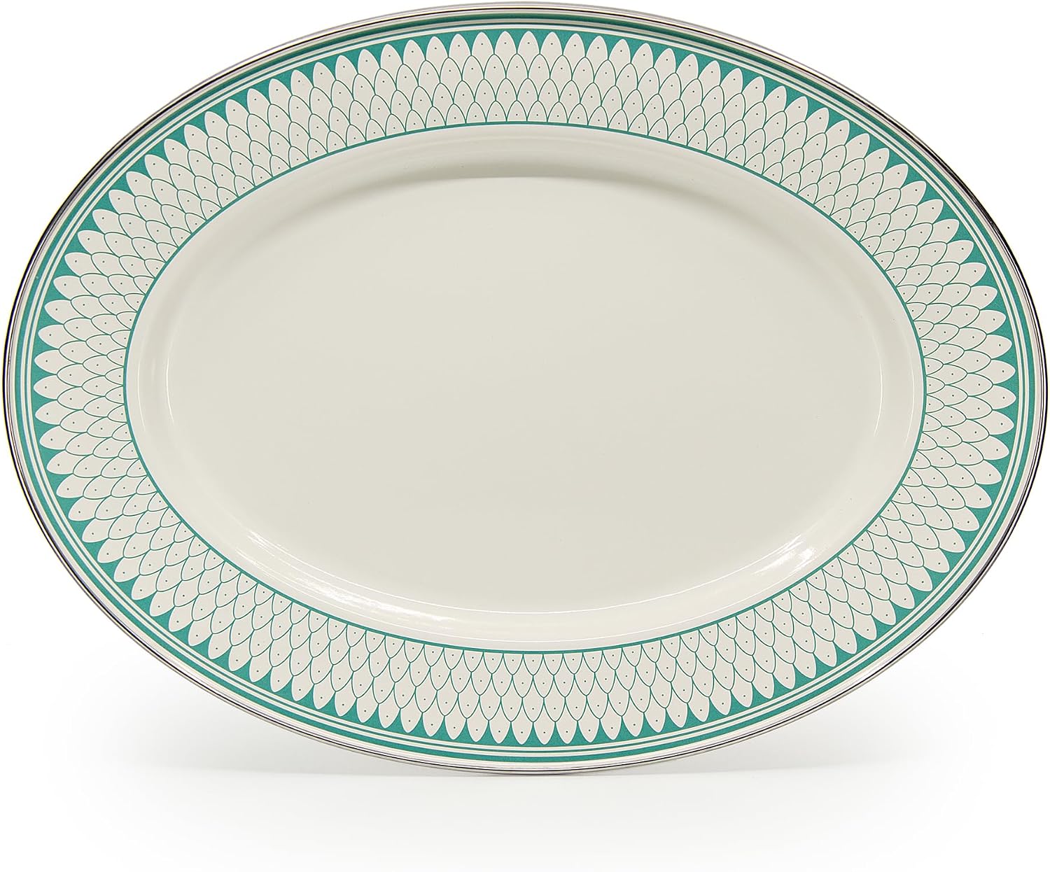 Golden Rabbit Enamelware Oval Platter, 12 x 16in, Aegean Sevilla