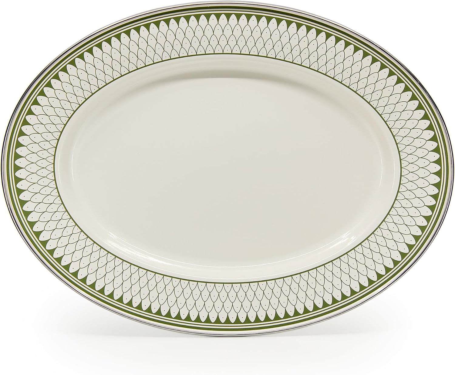 Golden Rabbit Enamelware Oval Platter, 12 x 16in, Olive Sevilla
