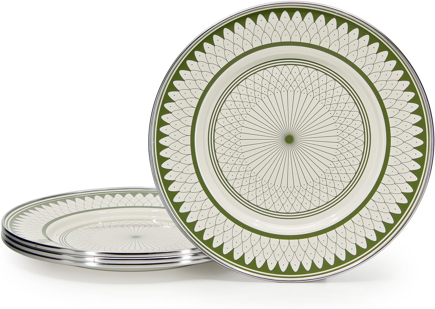 Golden Rabbit Enamelware Sandwich Plates, 8.5 inch, Olive Sevilla, Set of 4
