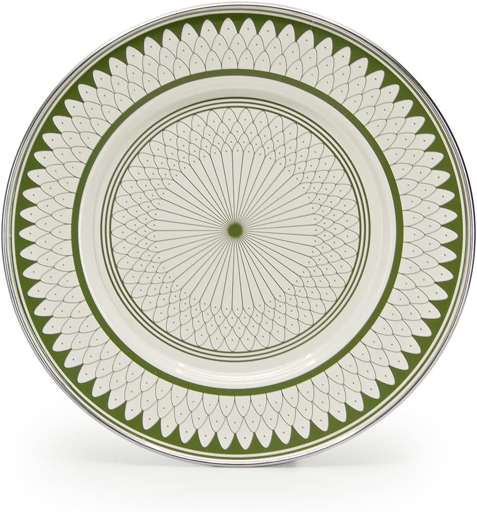 Golden Rabbit Enamelware Sandwich Plates, 8.5 inch, Olive Sevilla, Set of 4
