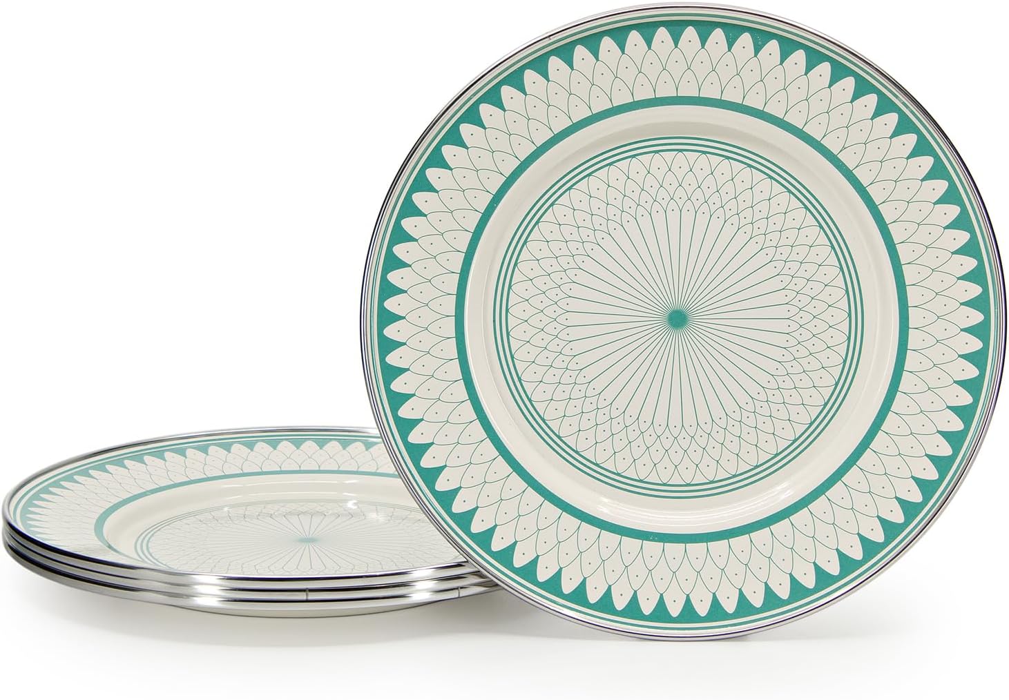 Golden Rabbit Enamelware Sandwich Plates, 8.5 inch, Aegean Sevilla, Set of 4