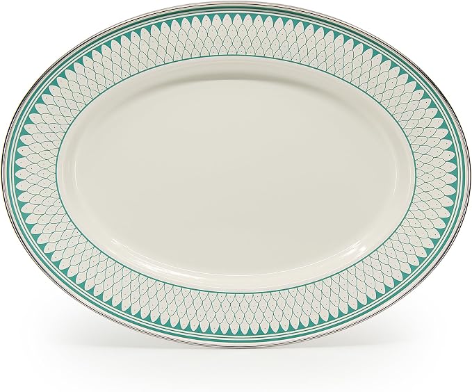 Golden Rabbit Enamelware Oval Platter, 12 x 16in, Aegean Sevilla