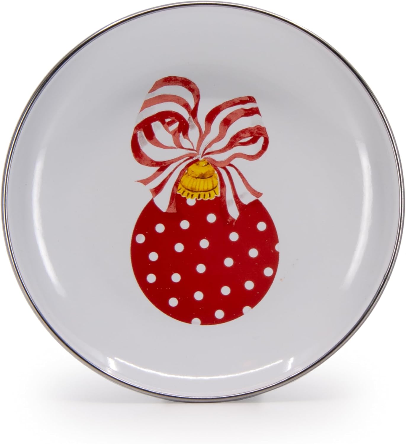 Golden Rabbit Enamelware Appetizer Plates, 6 inch, Ornament, Set of 4