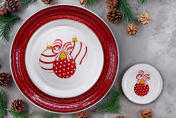 Golden Rabbit Enamelware Appetizer Plates, 6 inch, Ornament, Set of 4