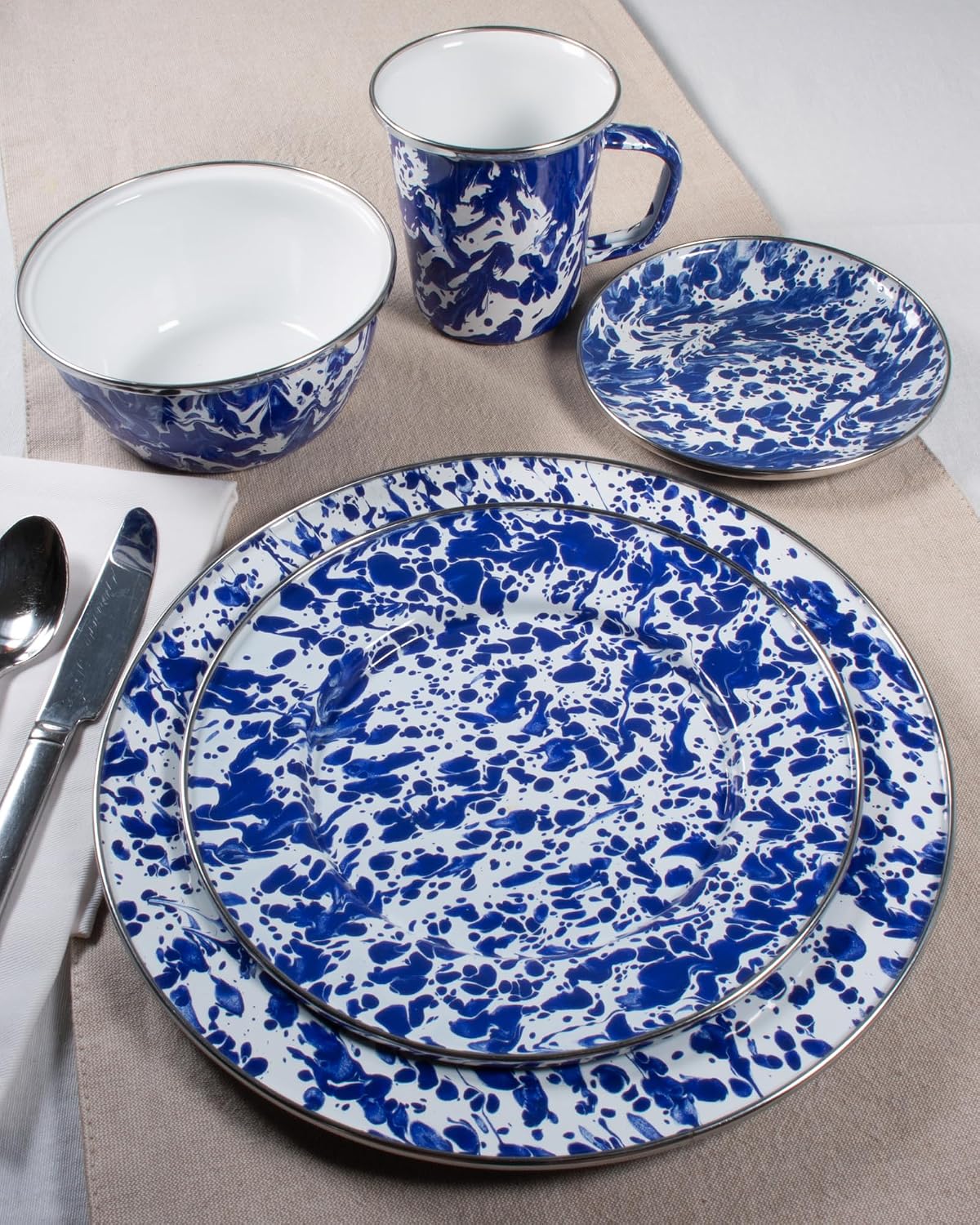 Golden Rabbit Enamelware Medium Tray, 15.5 inch, Cobalt Swirl