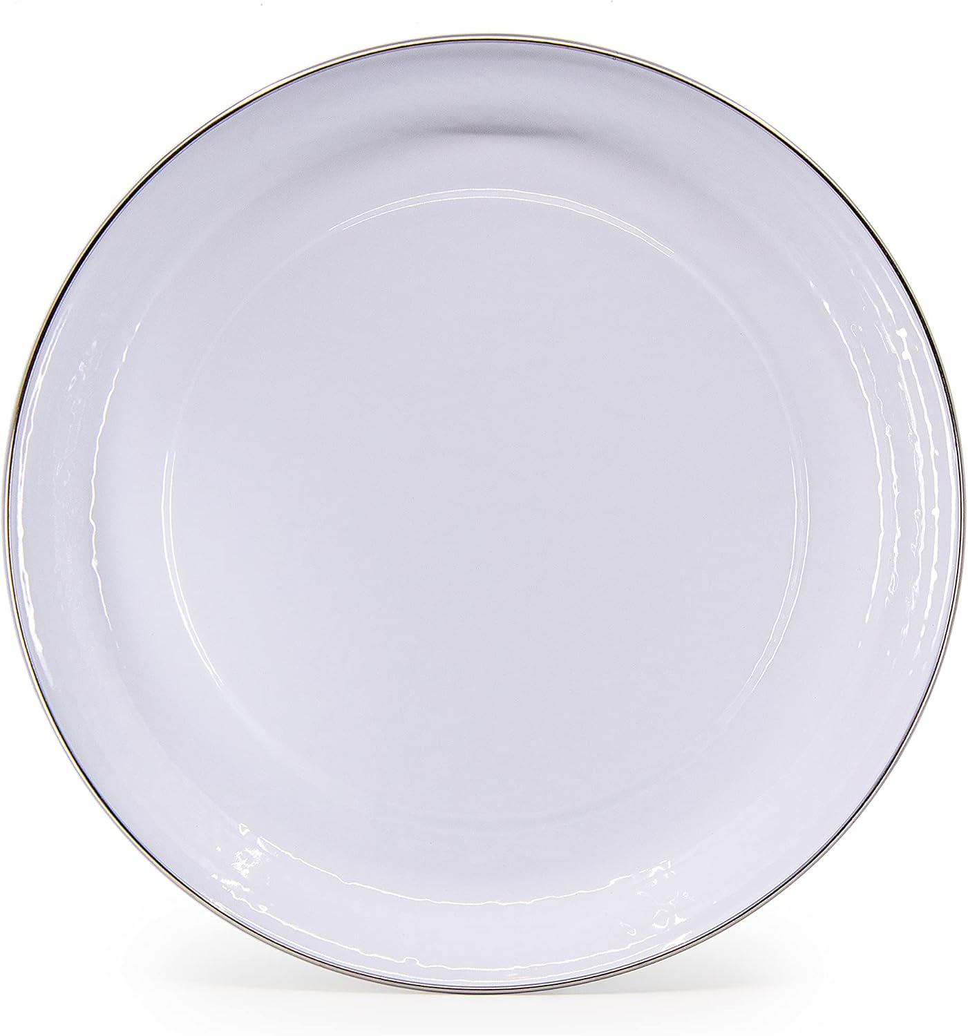 Golden Rabbit Enamelware Small Serving Tray, 12 inch, Solid White Textured