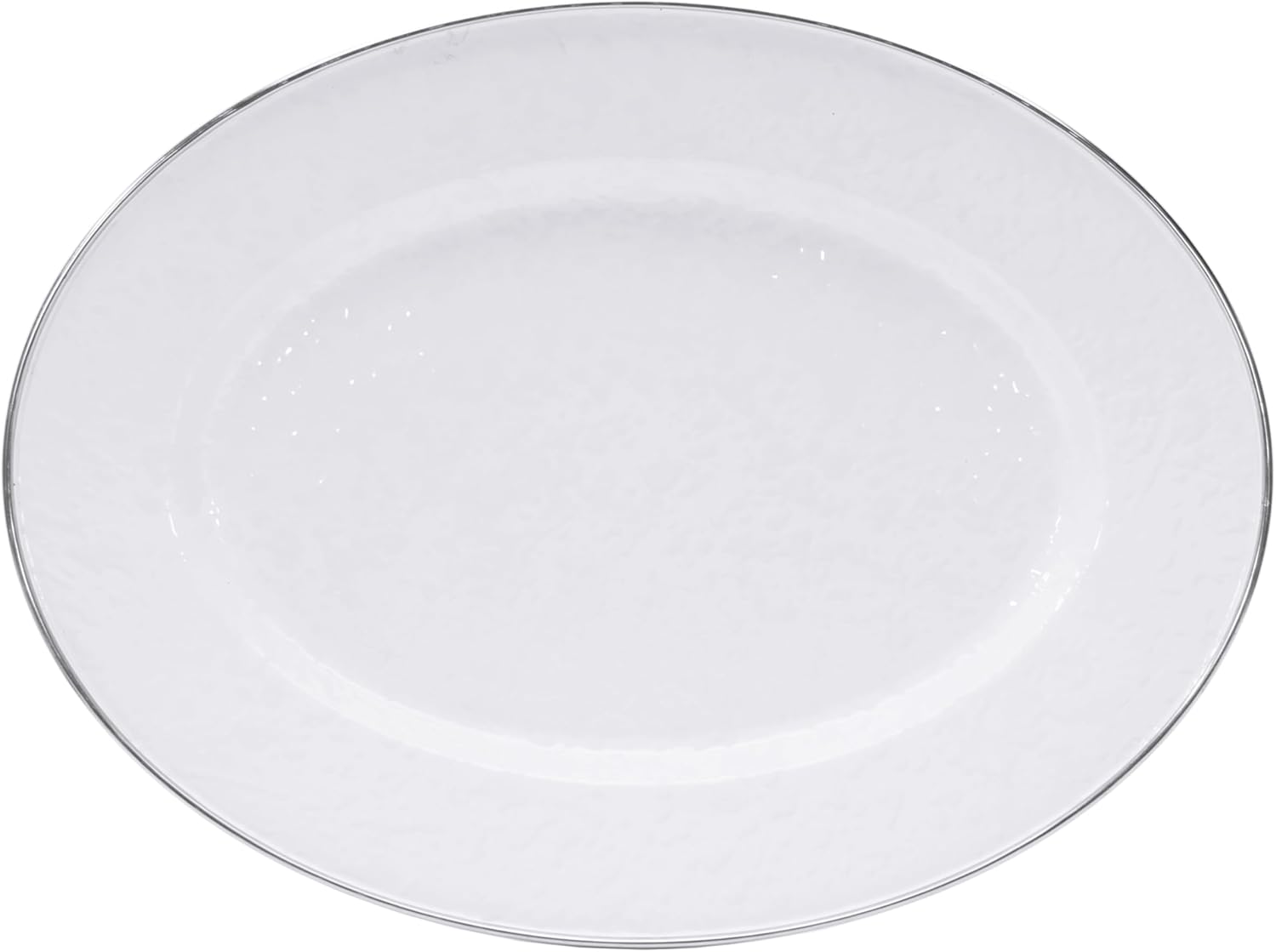 Golden Rabbit Enamelware Oval Platter, 12 x 16in, Solid White Textured