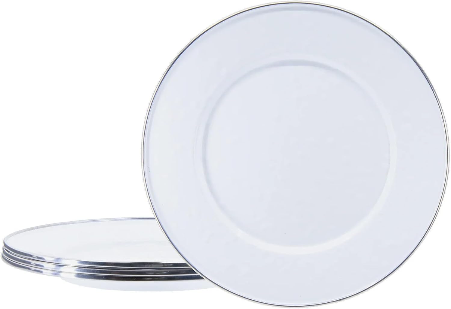 Golden Rabbit Enamelware Sandwich Plates, 8.5 inch, Solid White Textured, Set of 4