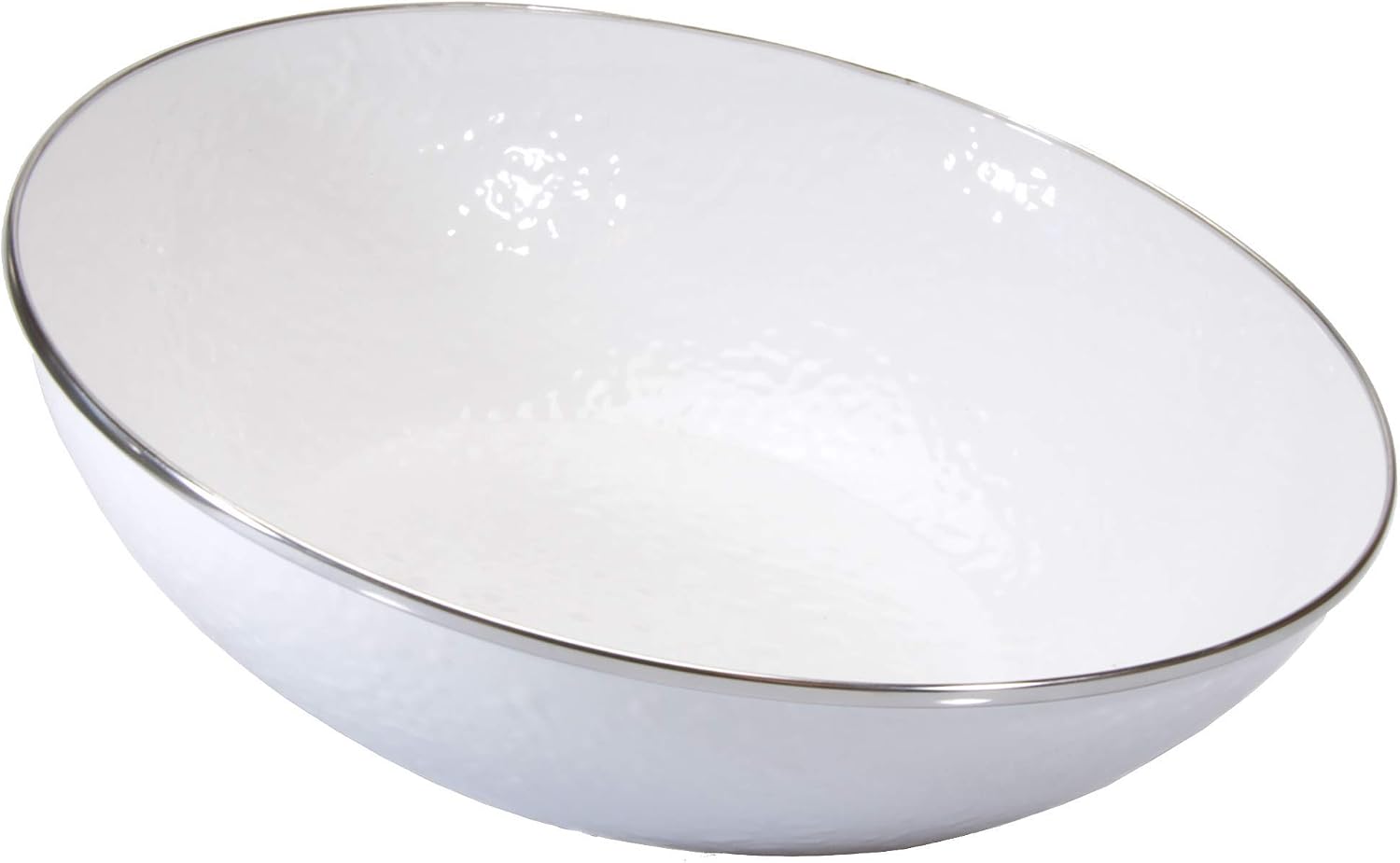 Golden Rabbit Enamelware Catering Bowl, 5 quart, Solid White Textured