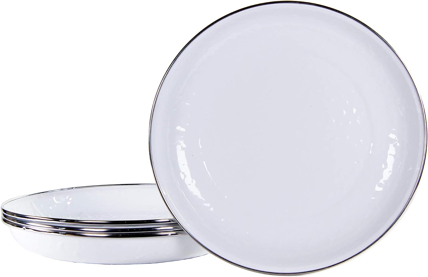 Golden Rabbit Enamelware Pasta Plates, 10 inch, Solid White Textured, Set of 4