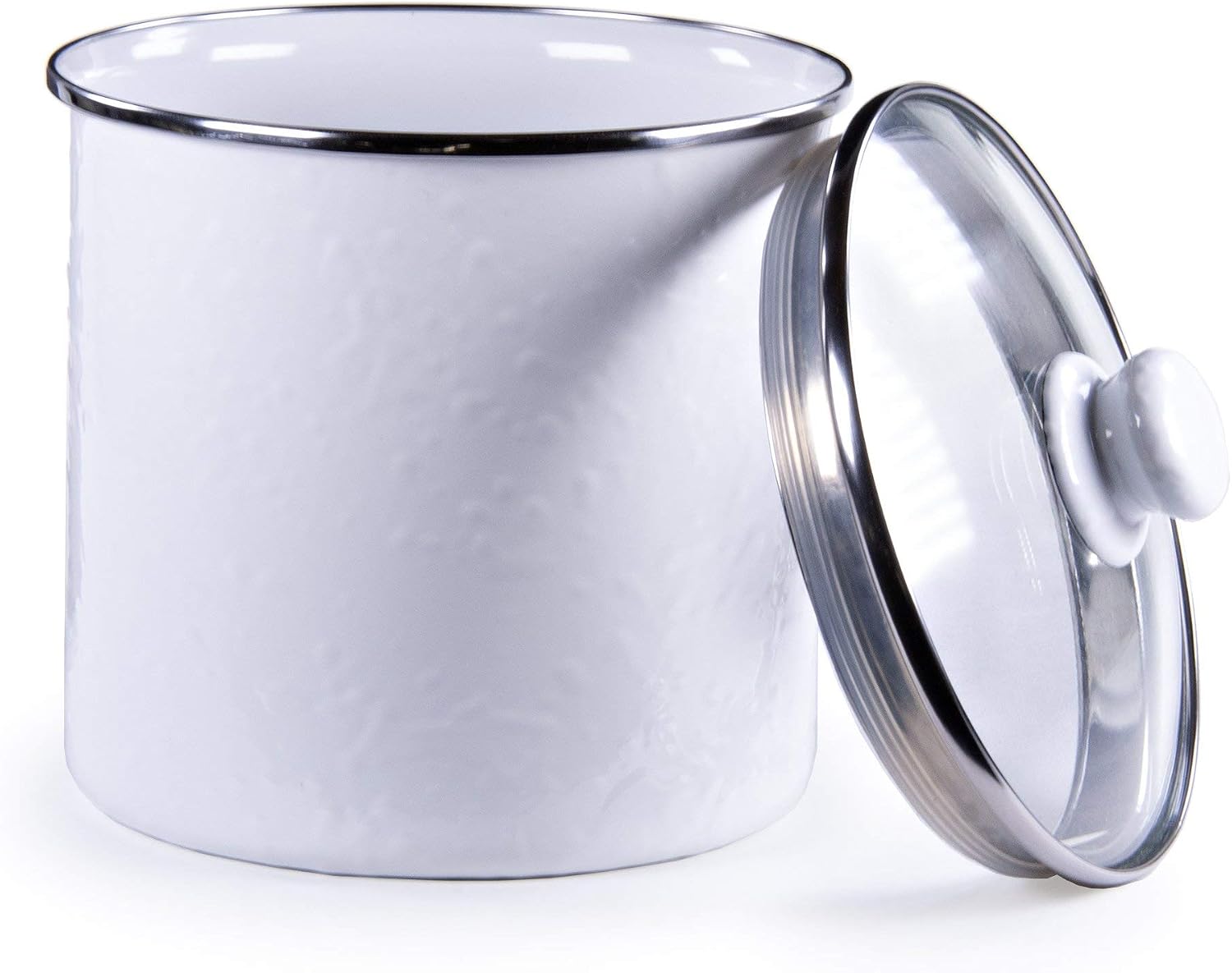 Golden Rabbit Enamelware Canister, 8 cup, Solid White Textured