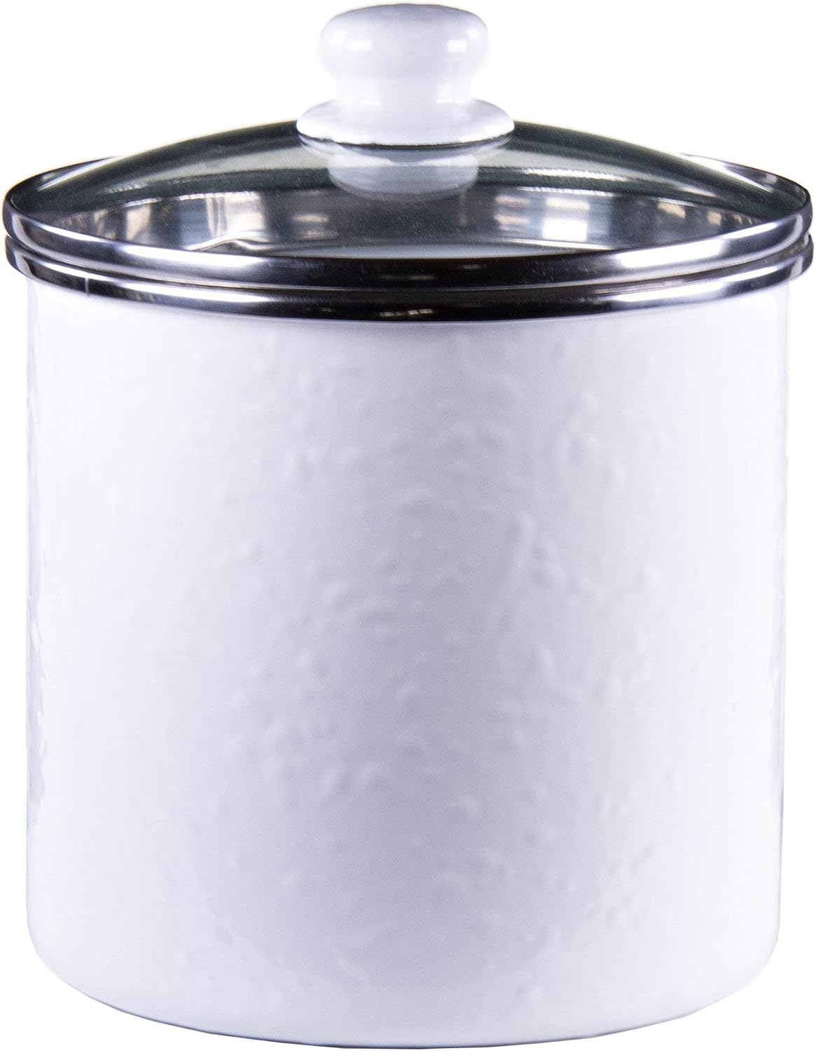 Golden Rabbit Enamelware Canister, 8 cup, Solid White Textured