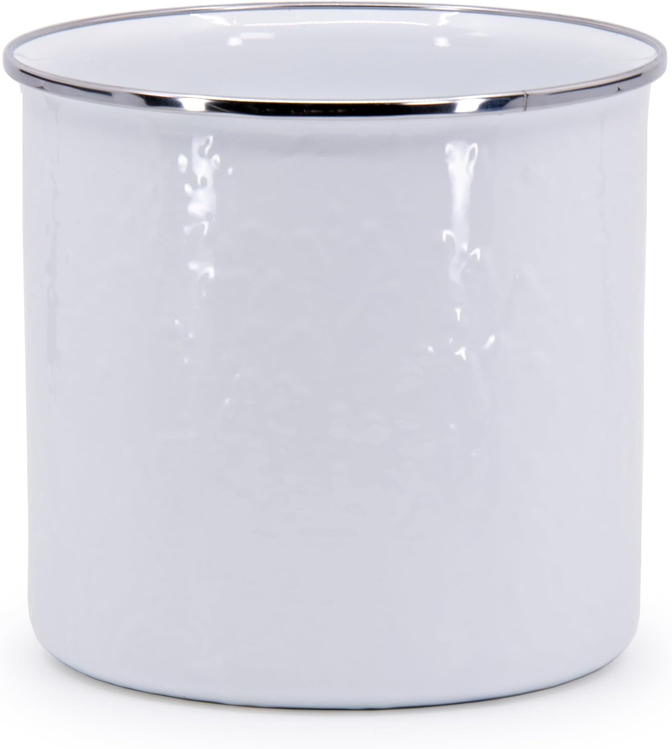 Golden Rabbit Enamelware Utensil Holder, Solid White Textured