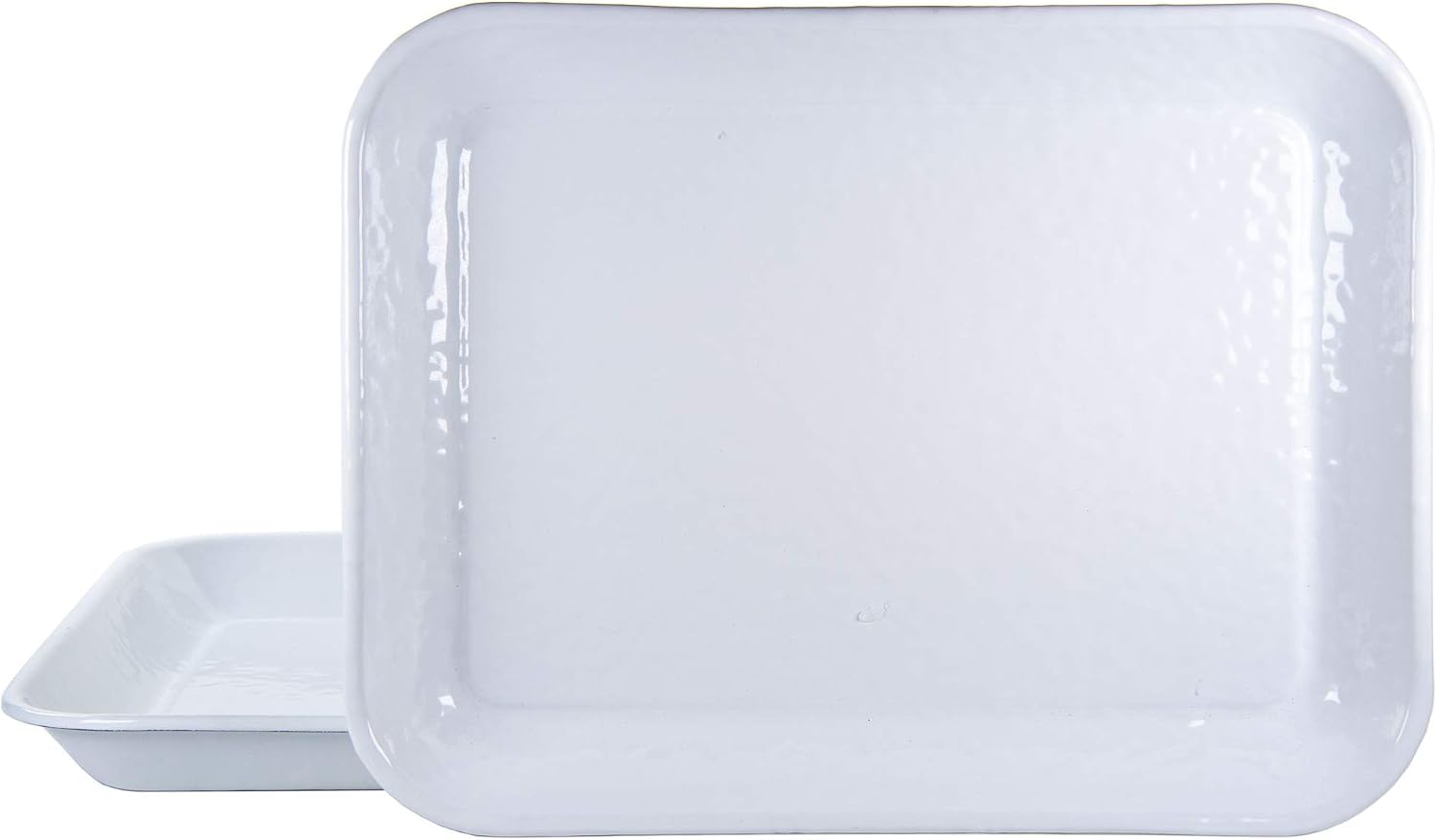 Golden Rabbit Enamelware Quarter Sheet Trays, 12 x 10in, Solid White Textured, Set of 2