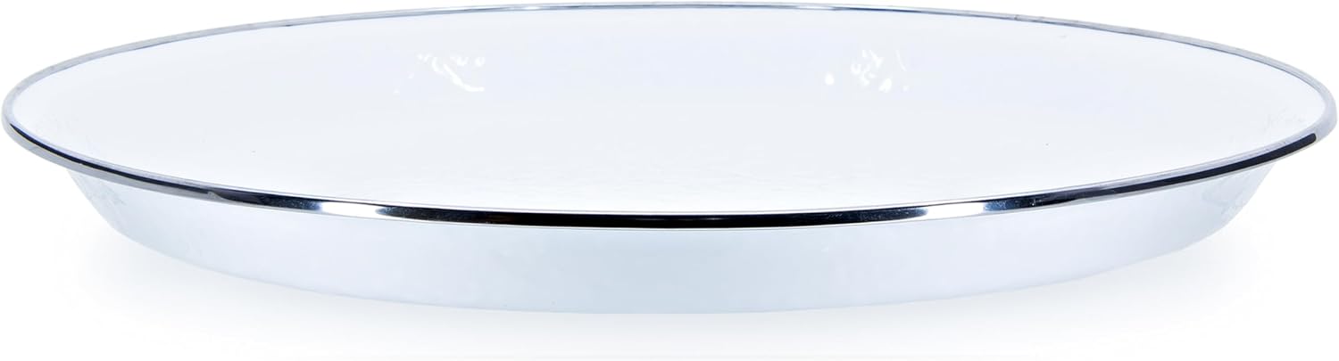 Golden Rabbit Enamelware Medium Tray, 15.5 inch, Solid White Textured