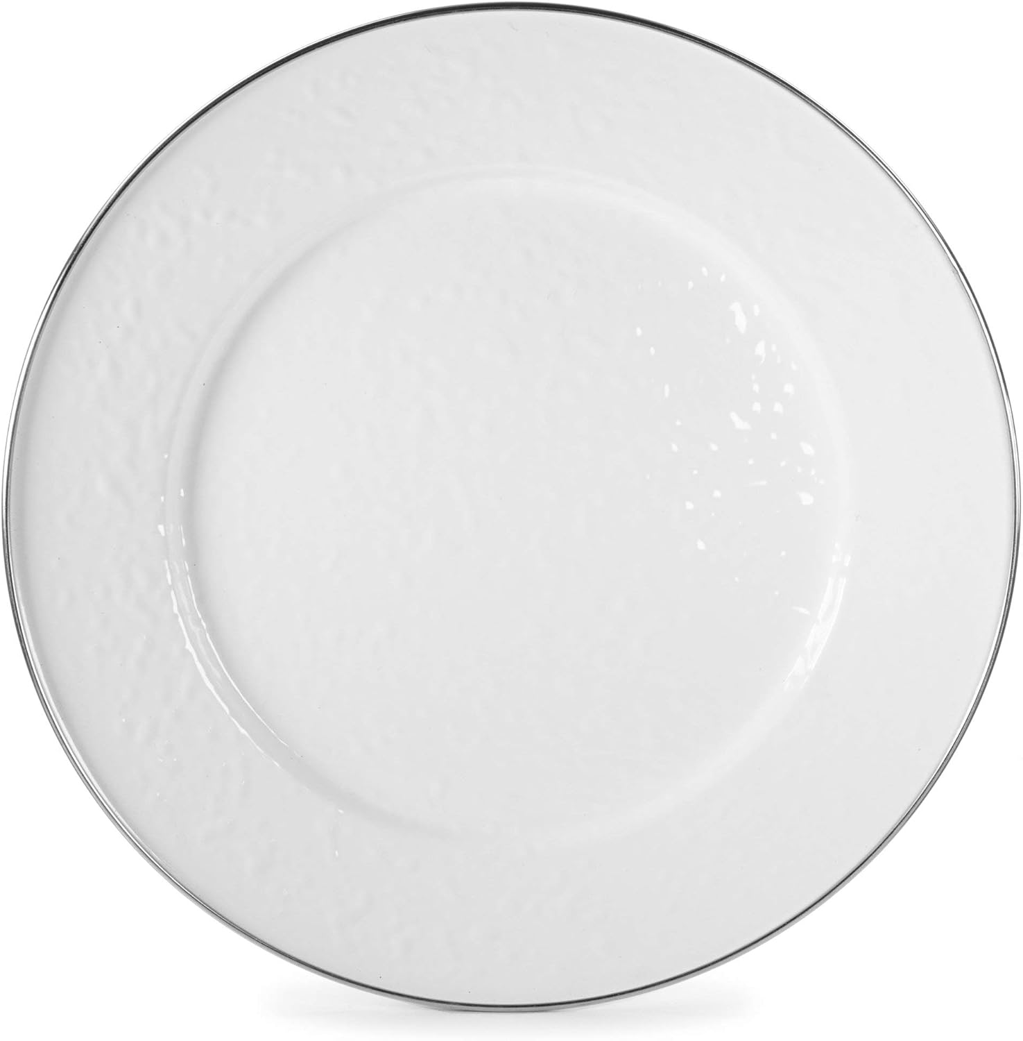 Golden Rabbit Enamelware Chargers, 12.5 inch, Solid White Textured, Set of 2