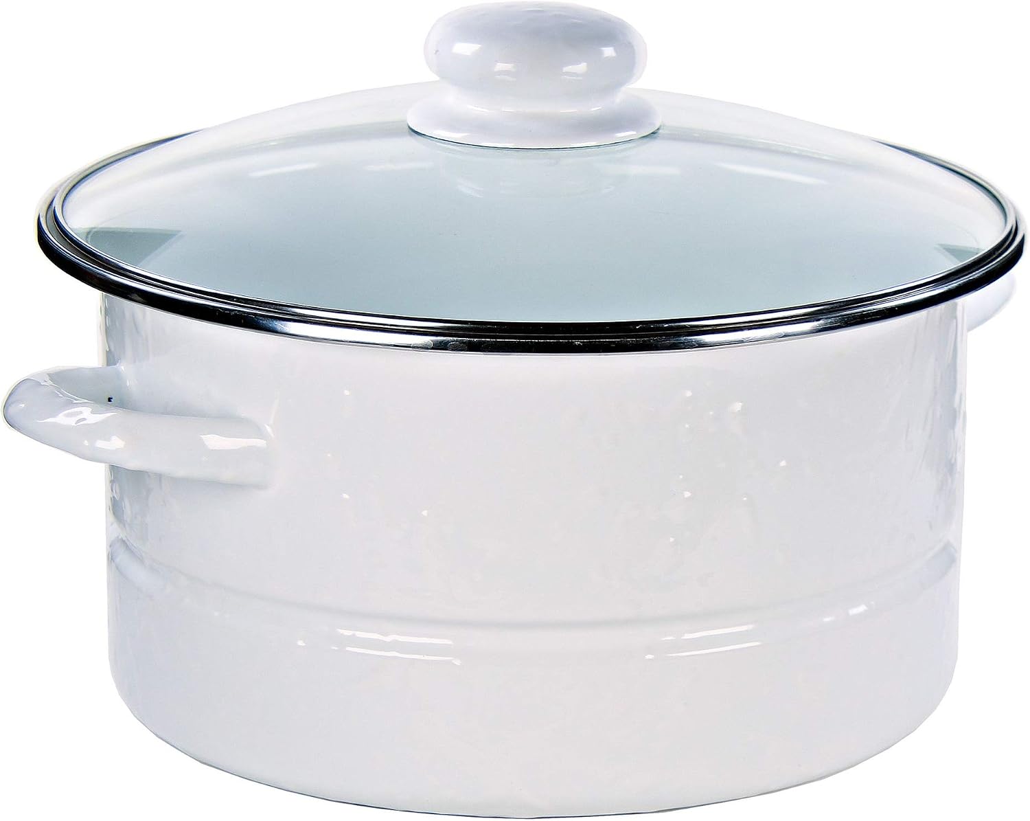 Golden Rabbit Enamelware Soup or Stock Pot, 6 quart, Solid White Textured