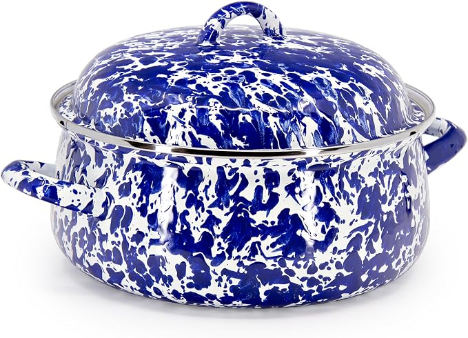 Golden Rabbit Enamelware Dutch Oven, 4 quart, Cobalt Swirl